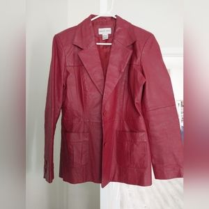 Newport News red leather blazer jacket size 14